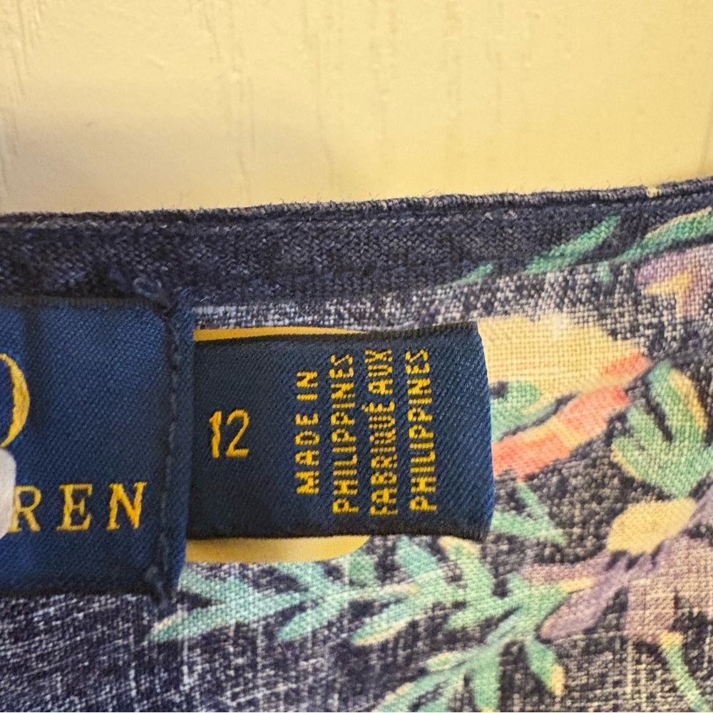 Polo‎ Ralph Lauren Navy Floral Puff Sleeve Blouse - Picture 3 of 10